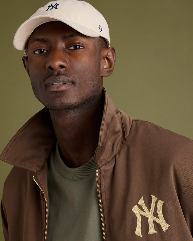 Product photo of the front of a The Mercer brand x New York Yankees x 47 cap in offwhite