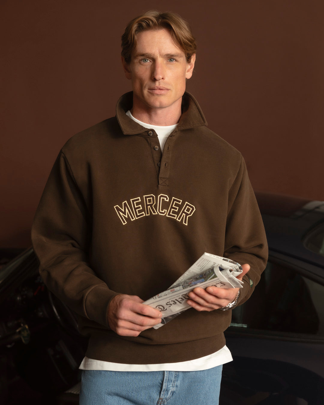 The Mercer Sweat Polo | Brown