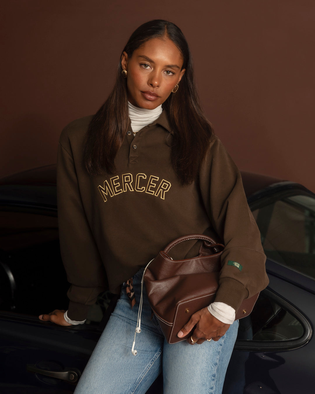 The Mercer Sweat Polo | Brown