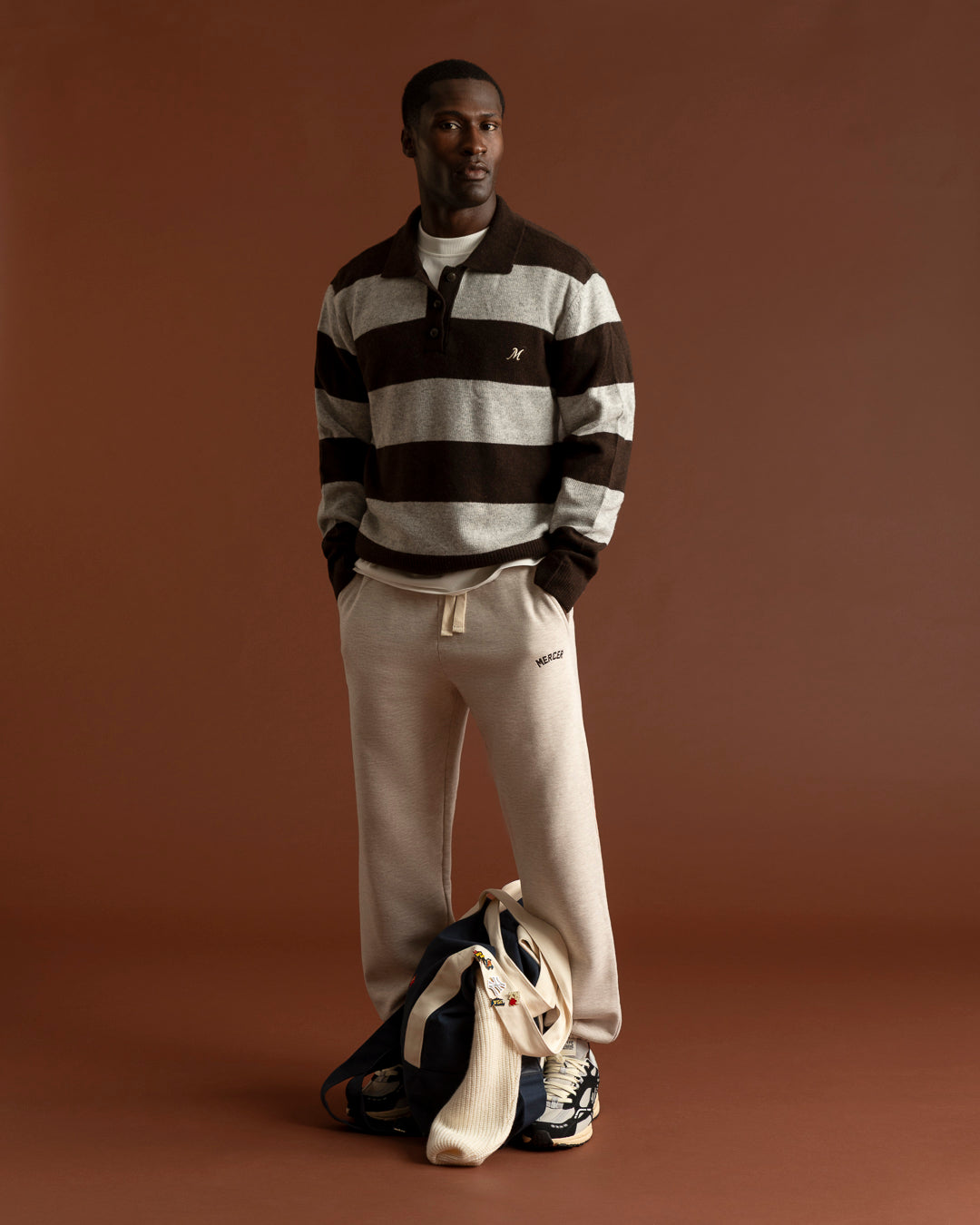 The Mercer Block Stripe Knit | Brown/Grey