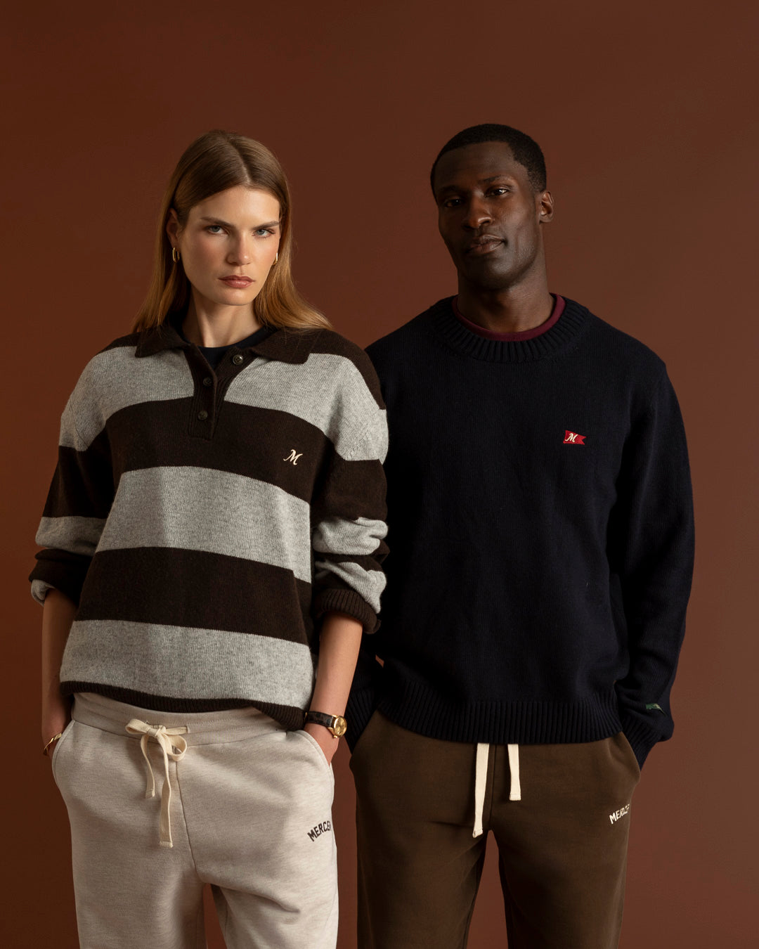 The Mercer Block Stripe Knit | Brown/Grey