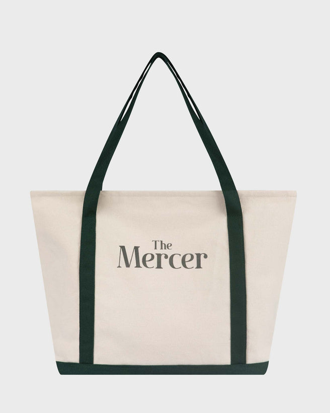 The Mercer Canvas Bag | White/Green